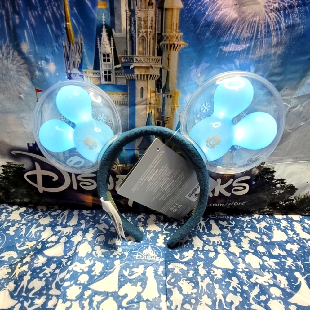 NWT Mickey Mouse Snowman Balloon Light-Up Ear Headband for Adults